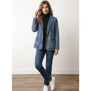 GAP Women's Medium Petite 100% Cotton Button Front Denim Pockets
